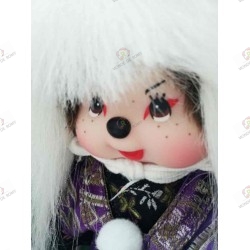 Monchhichi Kiki Kabuki Cheveux Blancs gros plan